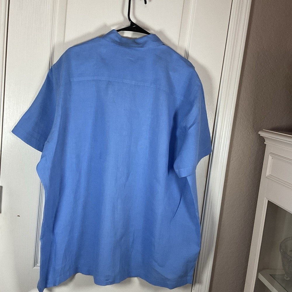 Banana Republic Men's XL Linen Shirt Sky Blue Short Sleeve Button Up Soft - Picture 4 of 5